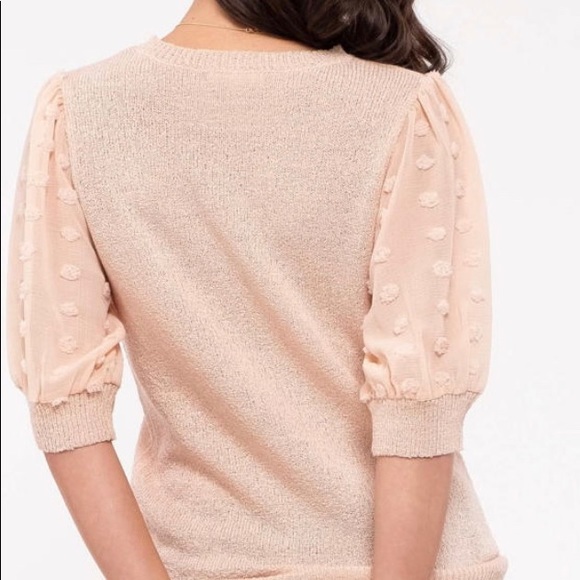 MINE Light Pink Pom Pom Dot Sleeve Knit Top - Picture 2 of 16